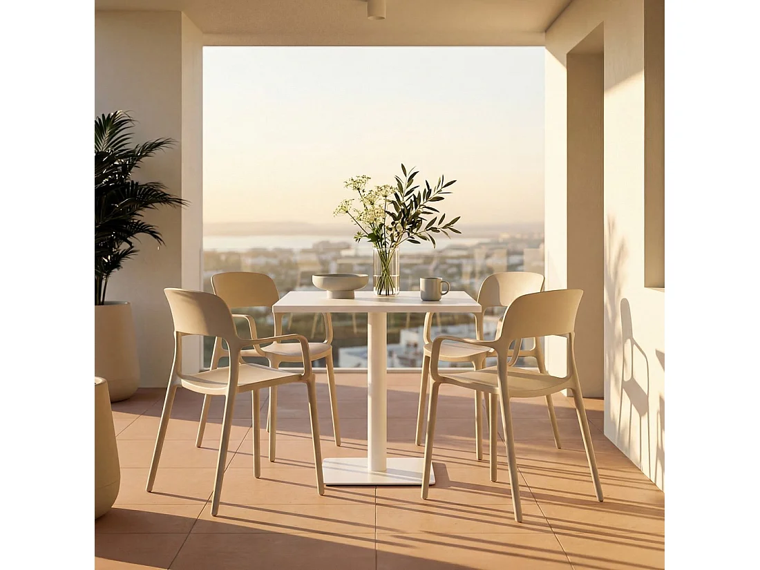 Table fixe en métal blanc 70x76 cm-Thule