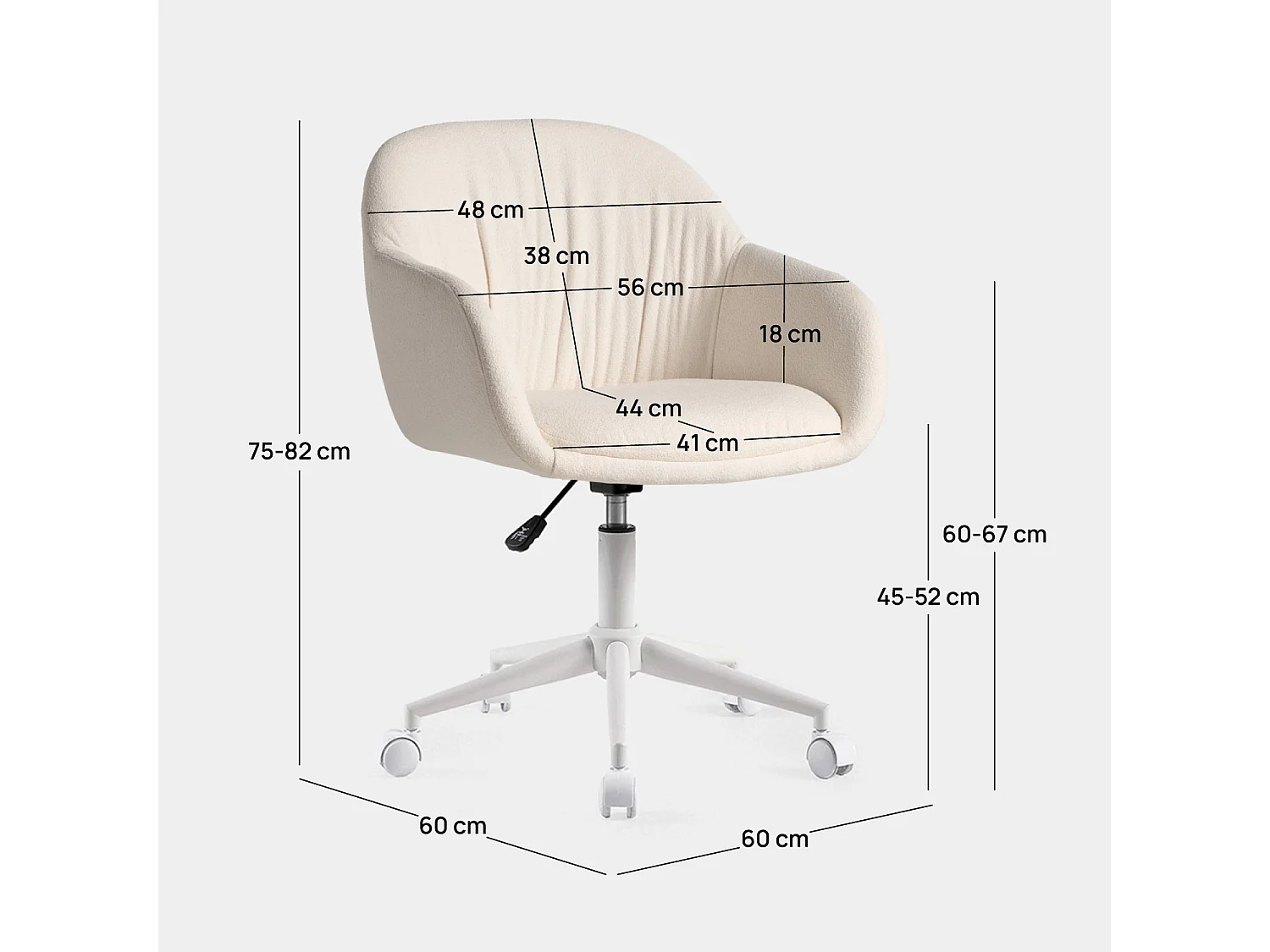 Silla de escritorio de Tela Beige 75-82 x 60- Tasia