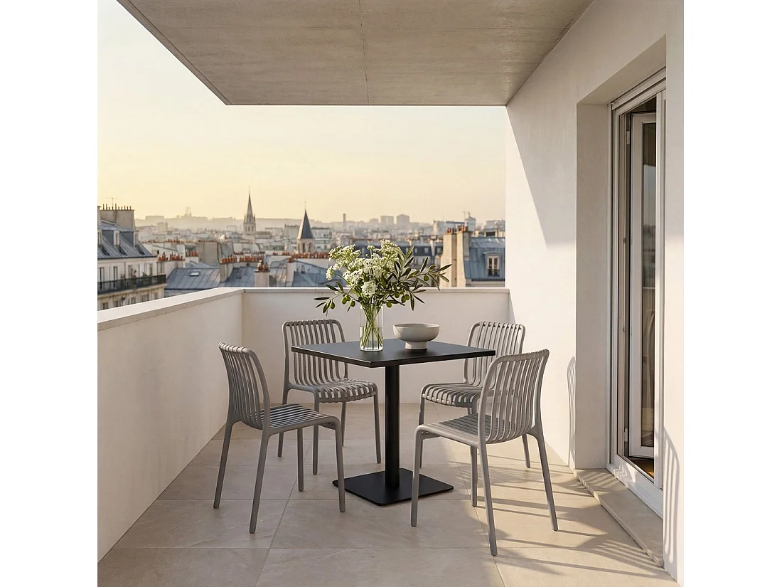 Table fixe en métal gris anthracite 70x76 cm-Thule