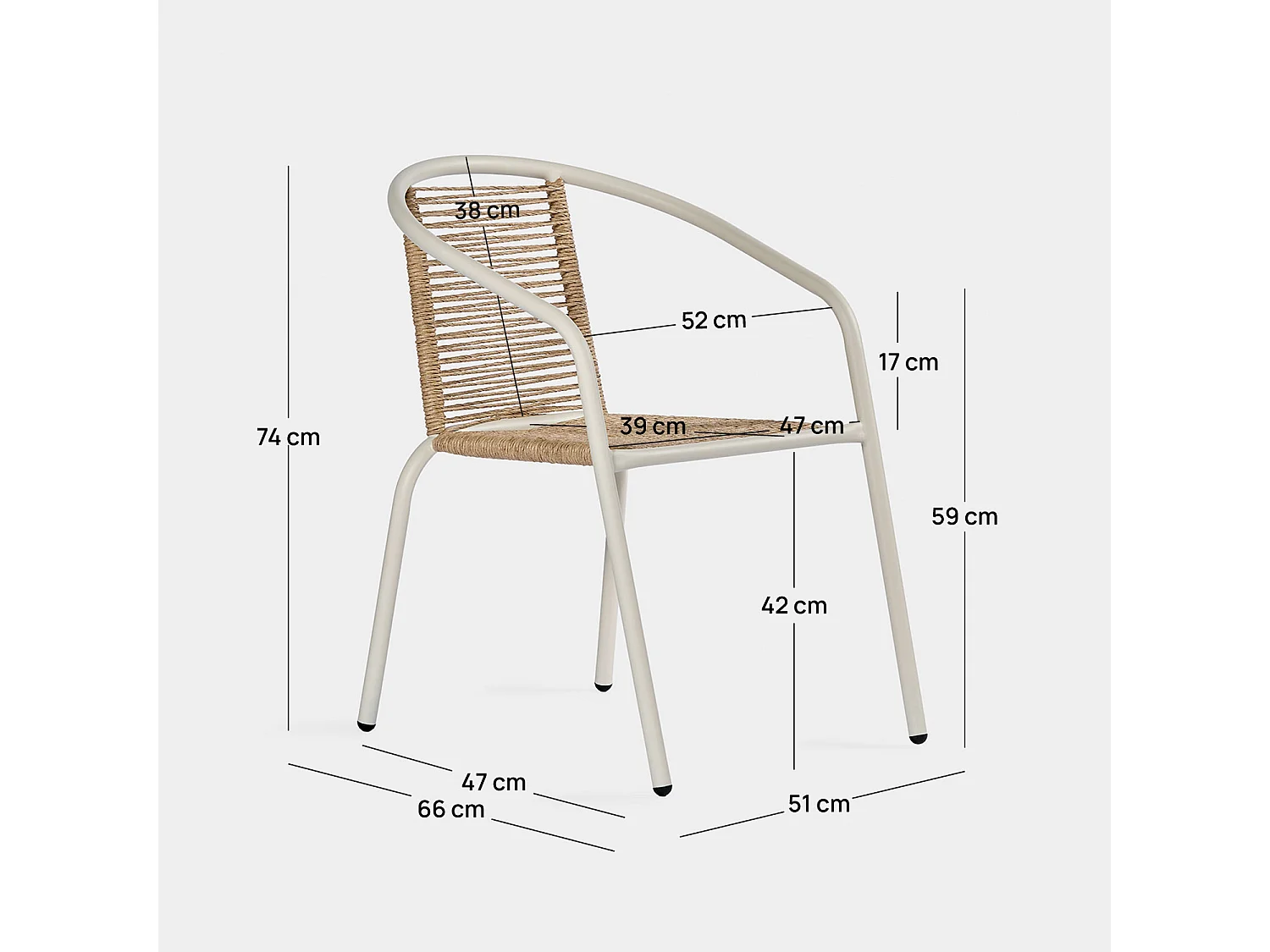 Chaise de jardin en fibre synthétique naturel 52x74 cm-Sakda