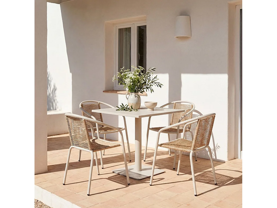 Chaise de jardin en fibre synthétique naturel 52x74 cm-Sakda