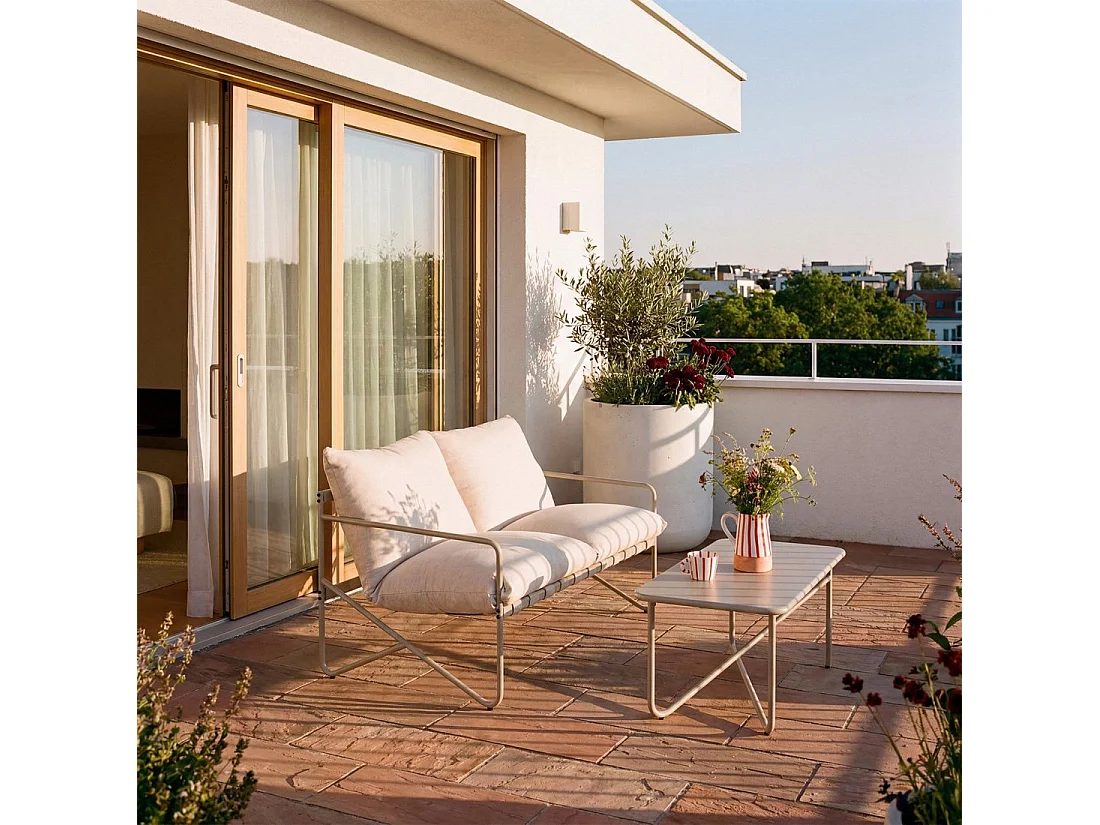 Sofá de jardín de Metal Beige 82 x 125- Aruna