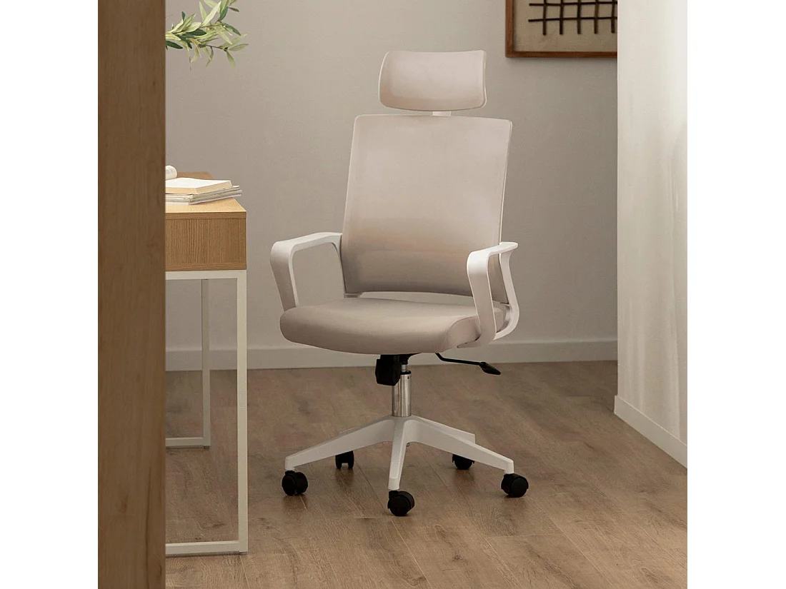 Silla de escritorio de Plástico Beige 112-127 x 60- Leima