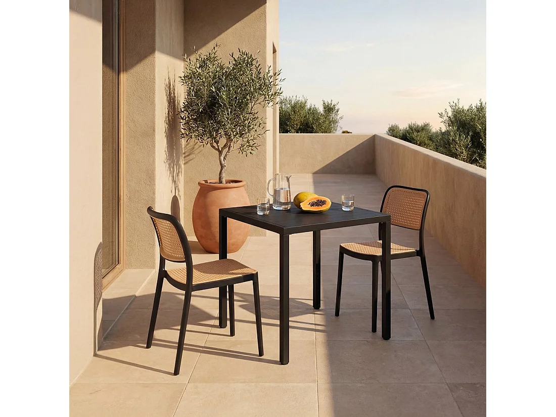 Table fixe en polypropylène gris anthracite 84x76 cm-Jastorf