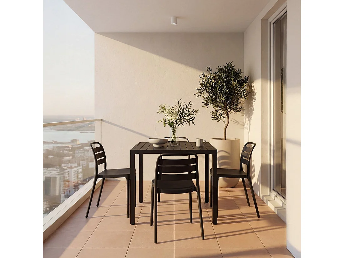 Table fixe en polypropylène gris anthracite 84x76 cm-Jastorf