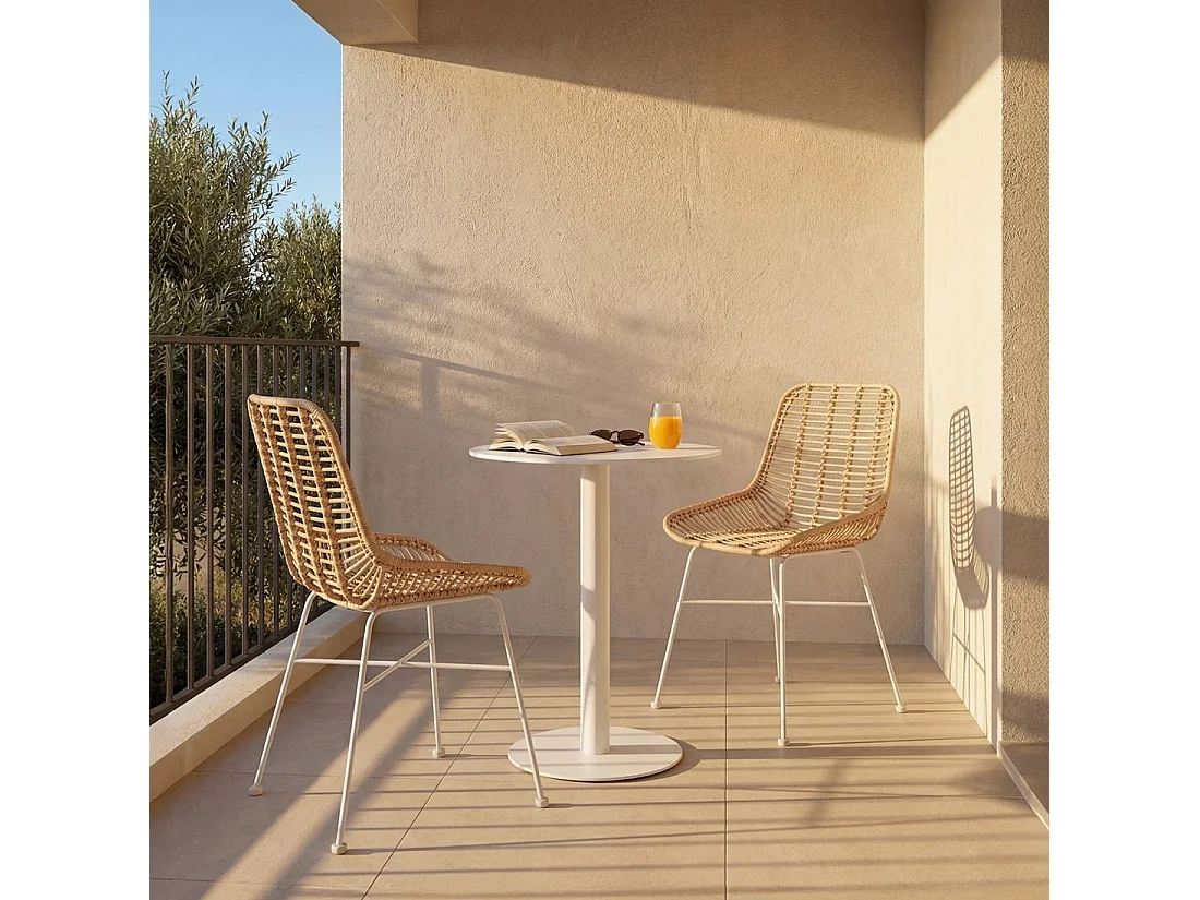 Table fixe en métal blanc 60x76 cm-Thule