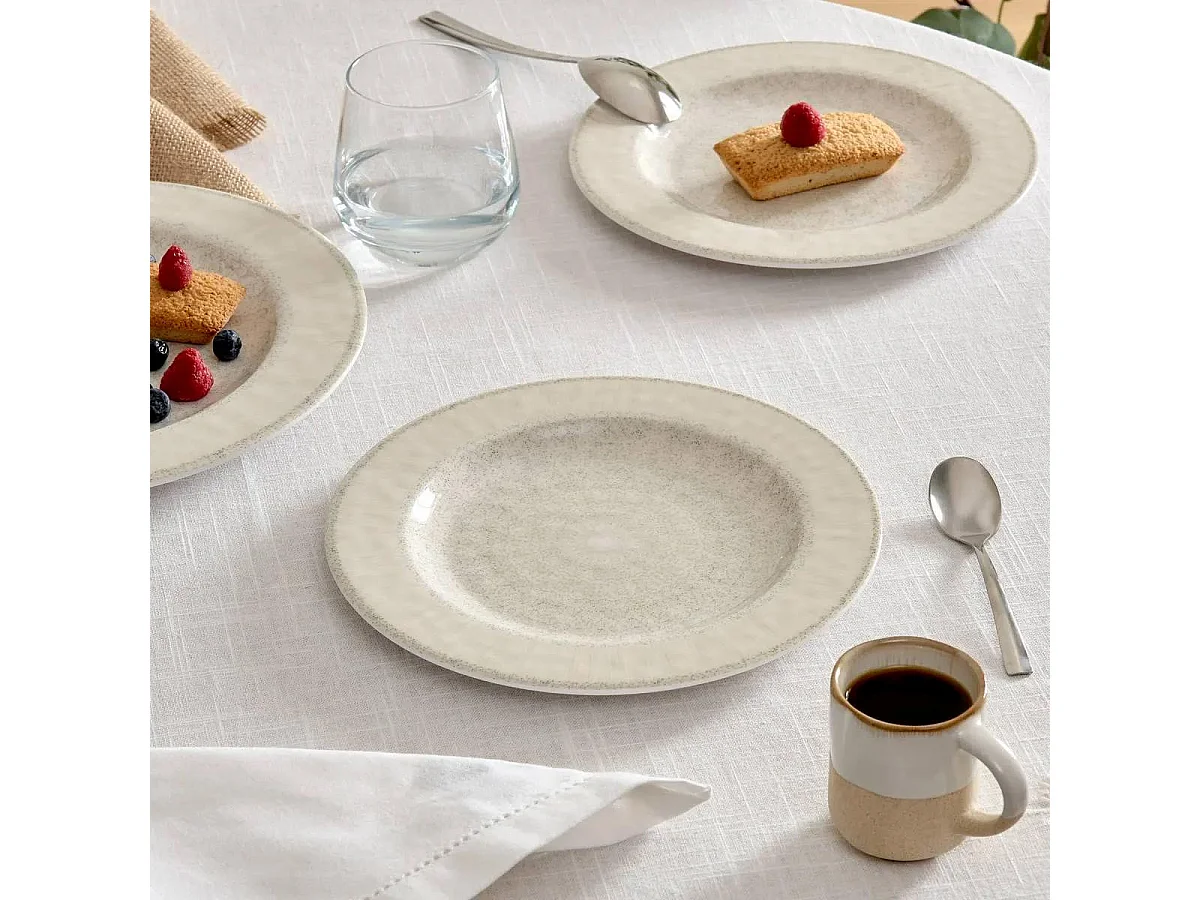 Lot de 6 Assiettes à Dessert "Solène" 22cm Beige