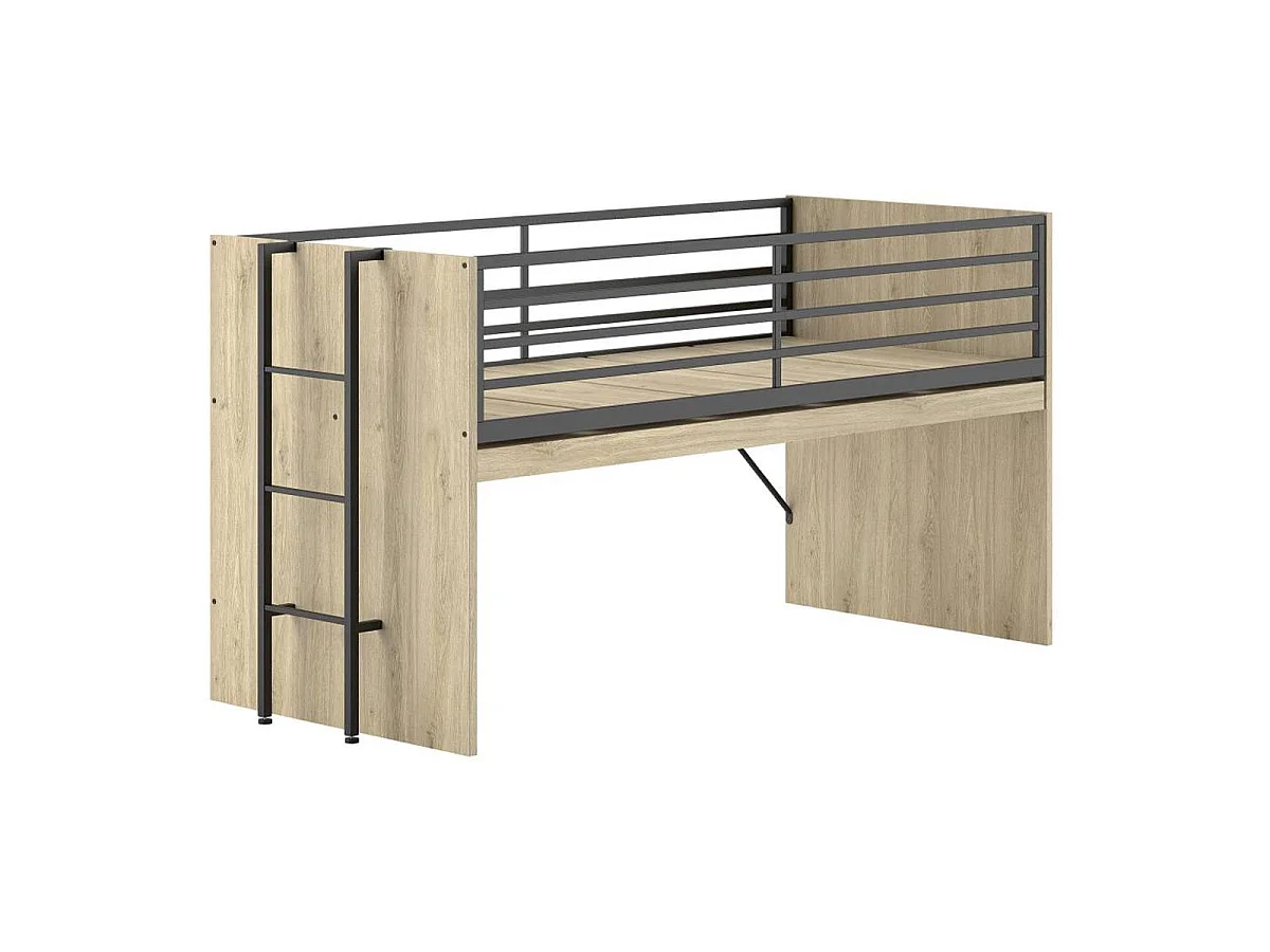 Pack - Lit Superposé & 2 Commodes à Portes "Sam" 90x200cm Chêne