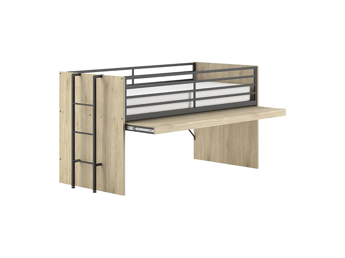 Pack - Lit Superposé & 2 Commodes à Portes "Sam" 90x200cm Chêne