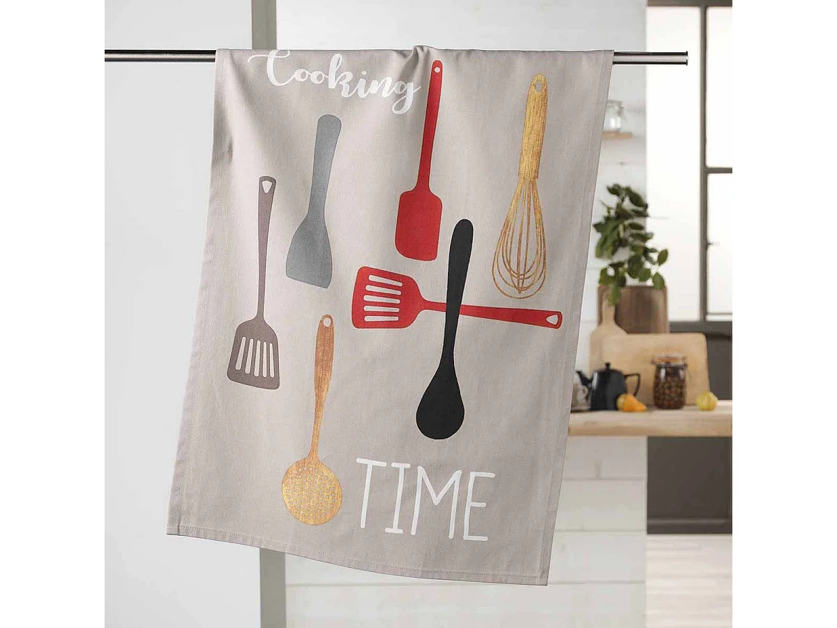 Torchon de Cuisine "Cooking Time" 50x70cm Beige