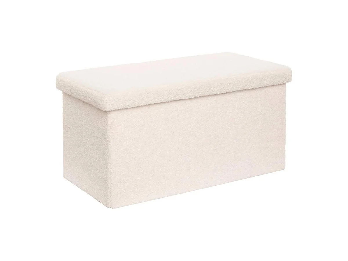 Pouf Coffre Double Bouclette "Jaiko" 76cm Blanc