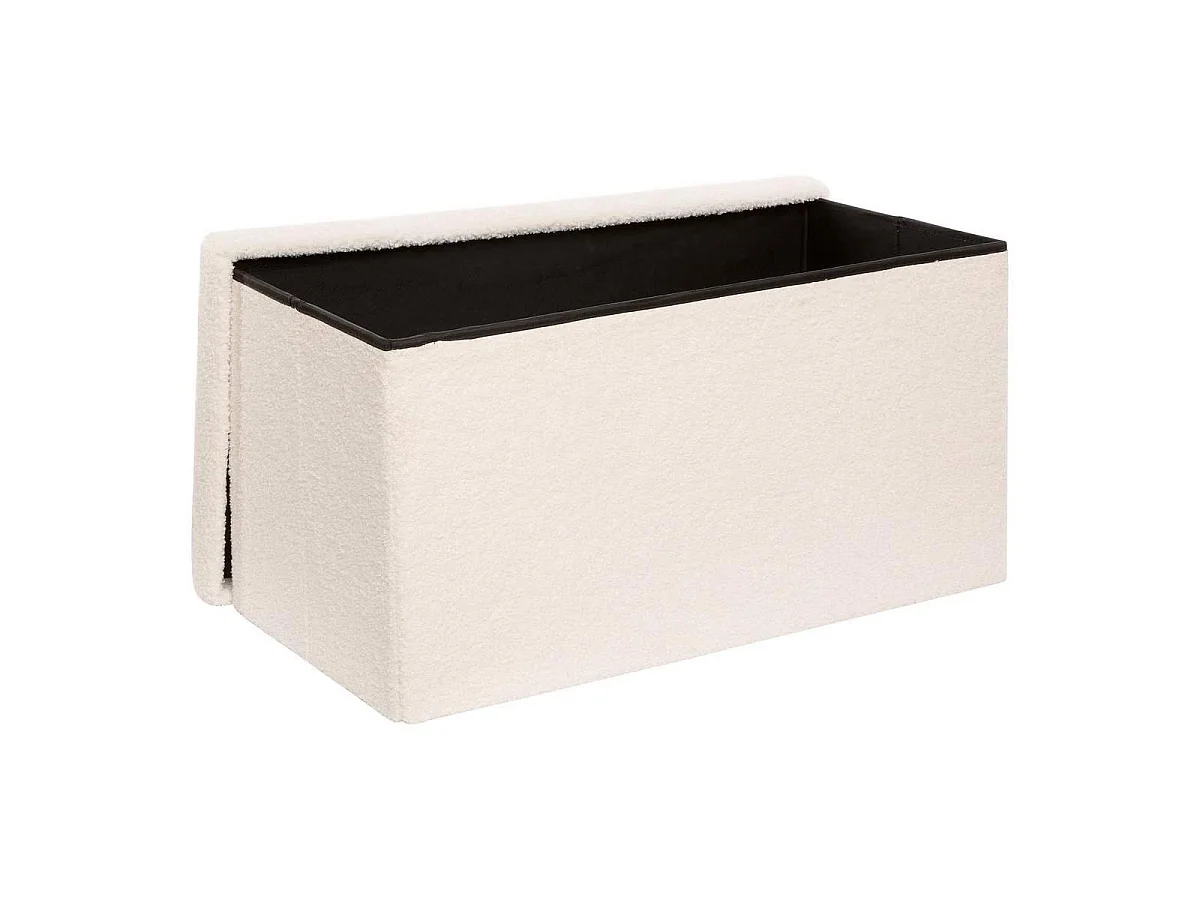 Pouf Coffre Double Bouclette "Jaiko" 76cm Blanc