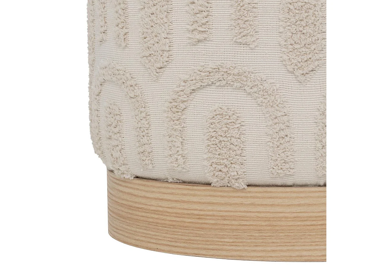 Pouf Motif Tufté "Copas" 38cm Blanc