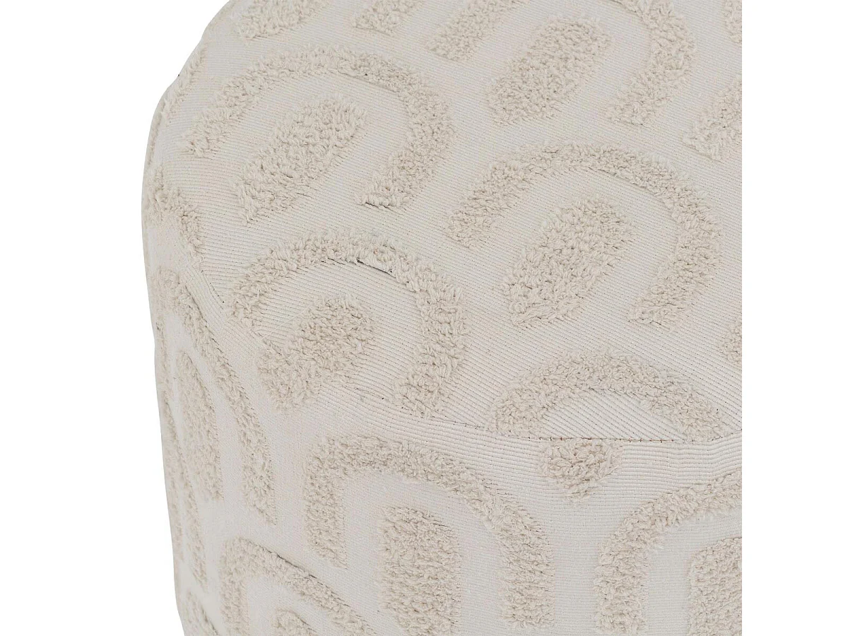 Pouf Motif Tufté "Copas" 38cm Blanc