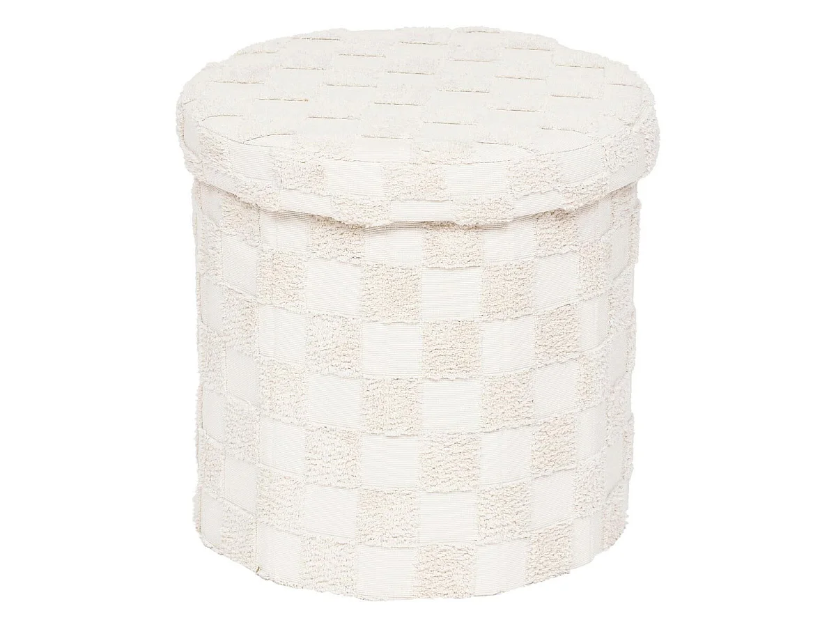 Pouf Coffre Tufté "Pasti" 38cm Blanc