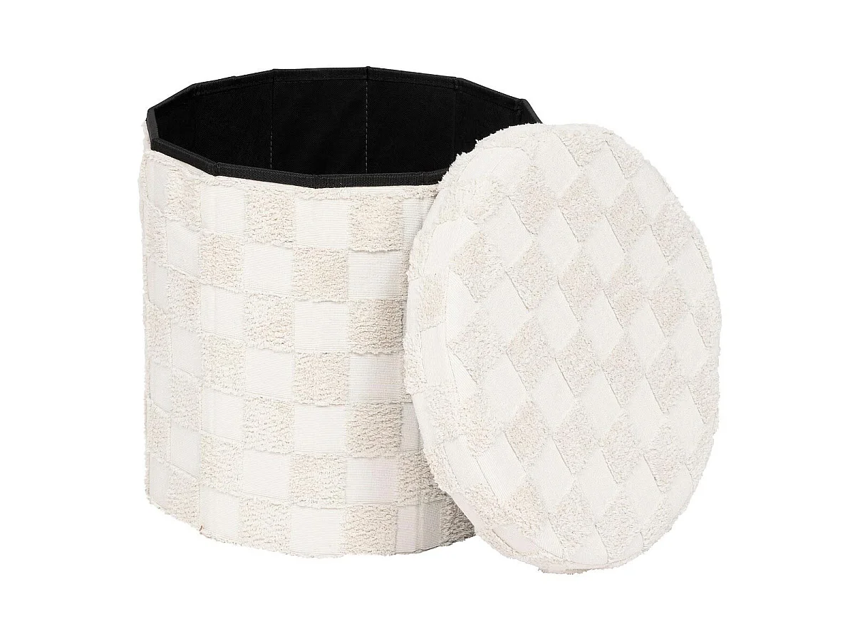 Pouf Coffre Tufté "Pasti" 38cm Blanc