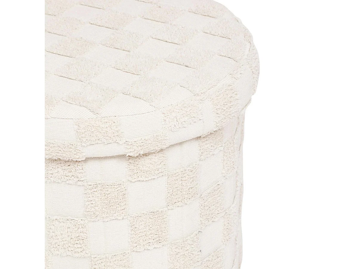 Pouf Coffre Tufté "Pasti" 38cm Blanc