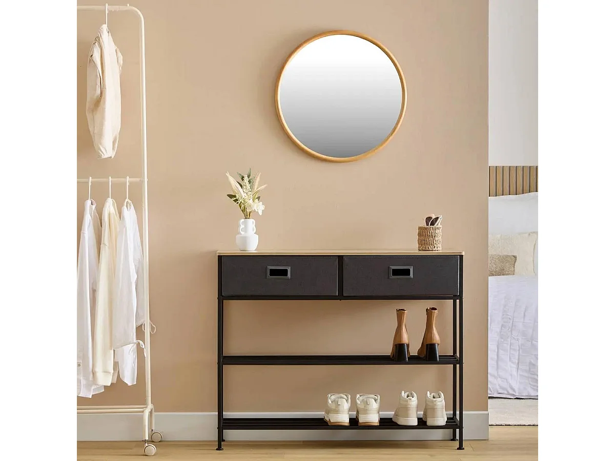 Console 2 Tiroirs "Tissa" 100cm Gris Foncé