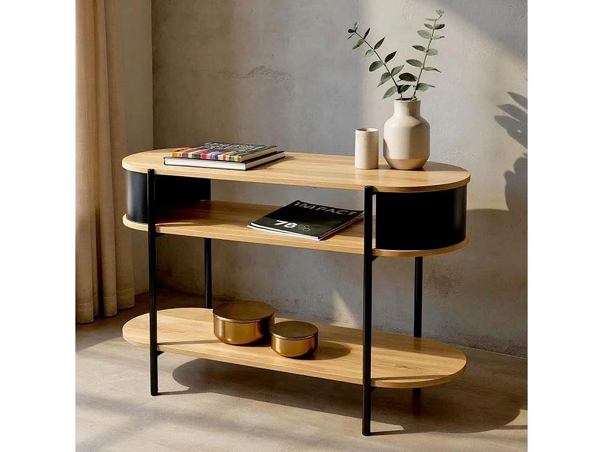 Console Design "Morphee" 110cm Naturel & Noir