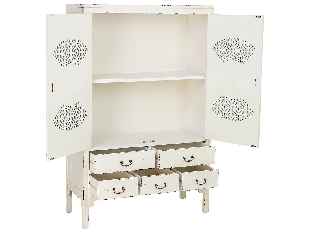 Armário madeira envelhecido branco 96x40x150h cm