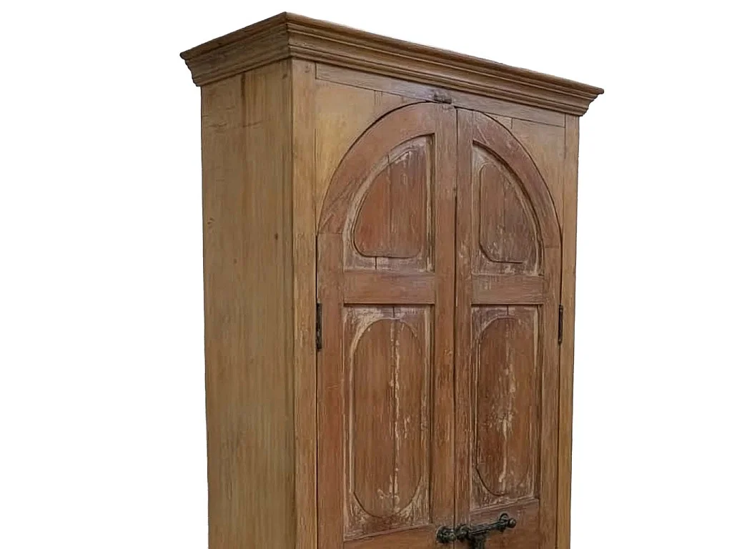 Roupeiro em madeira com acabamento artesanal castanho, 97x36x210 cm