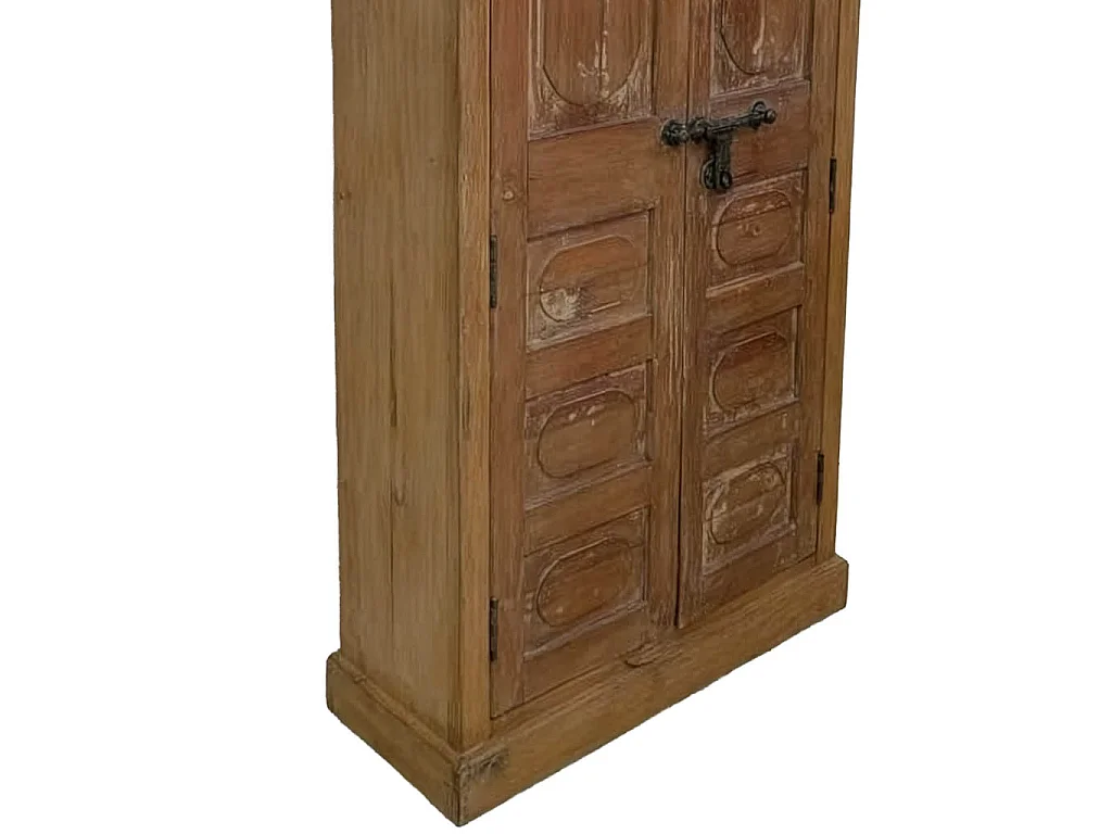 Roupeiro em madeira com acabamento artesanal castanho, 97x36x210 cm