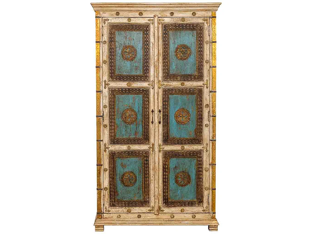 Armario de madera artesanal blanco 102x44x183h cm