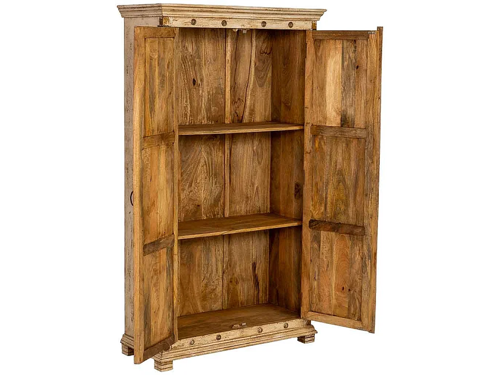 Armario de madera artesanal blanco 102x44x183h cm