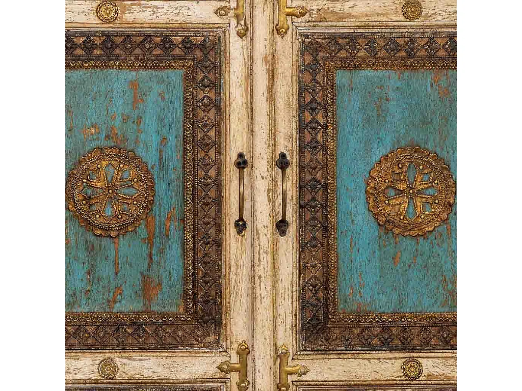Armario de madera artesanal blanco 102x44x183h cm