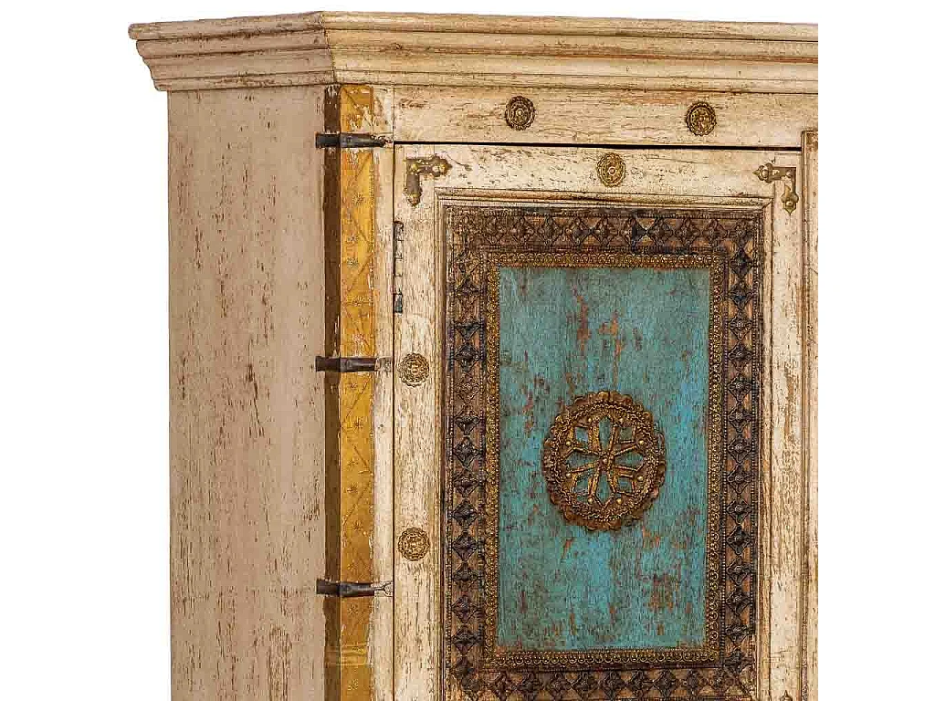 Armario de madera artesanal blanco 102x44x183h cm