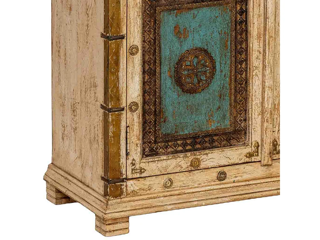 Armario de madera artesanal blanco 102x44x183h cm