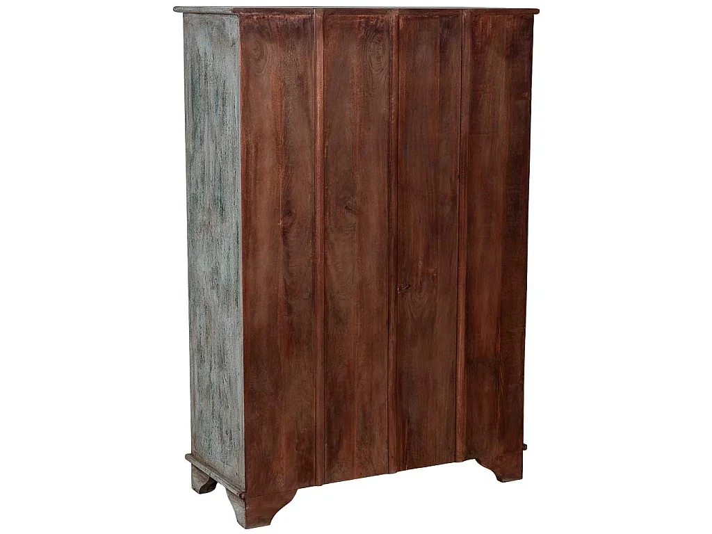 Armoire en bois artisanale bleue 96 x 40 x 140 h cm