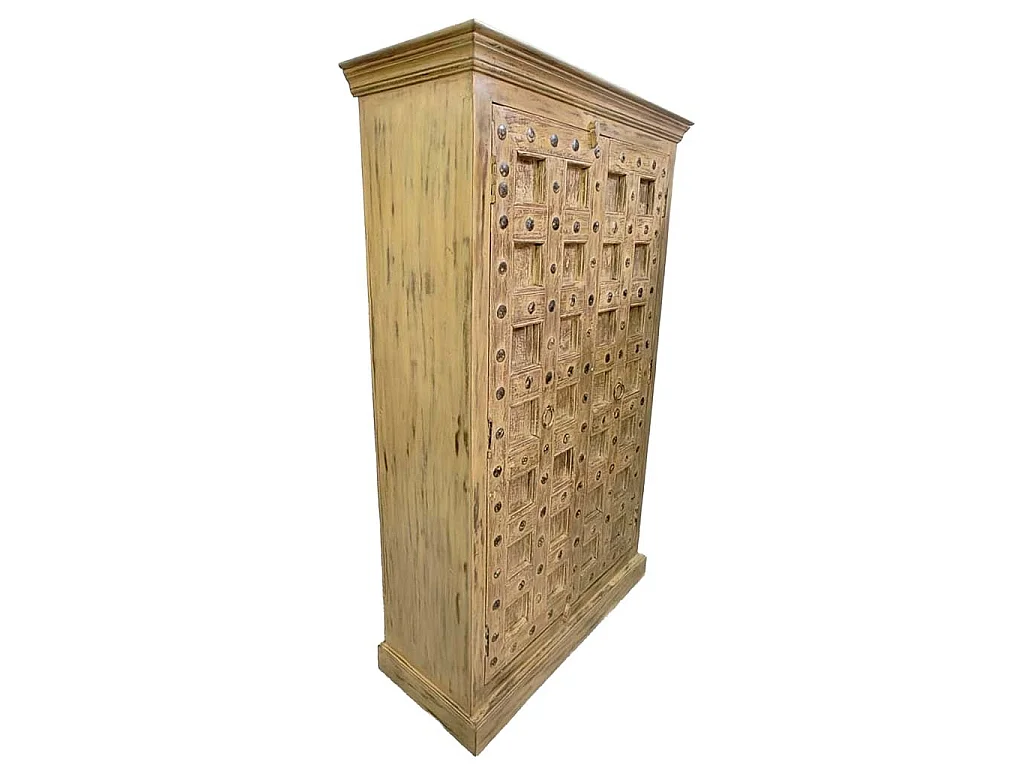 Roupeiro em madeira com acabamento artesanal castanho, 120x46x170h cm