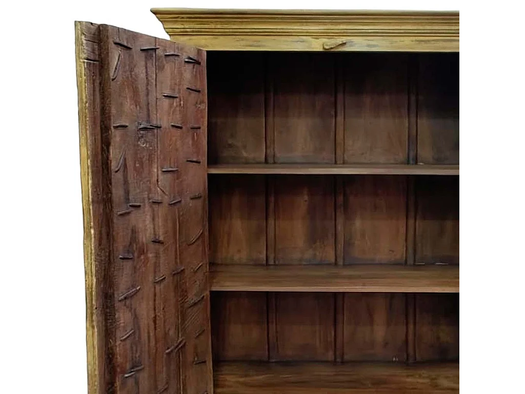 Roupeiro em madeira com acabamento artesanal castanho, 120x46x170h cm