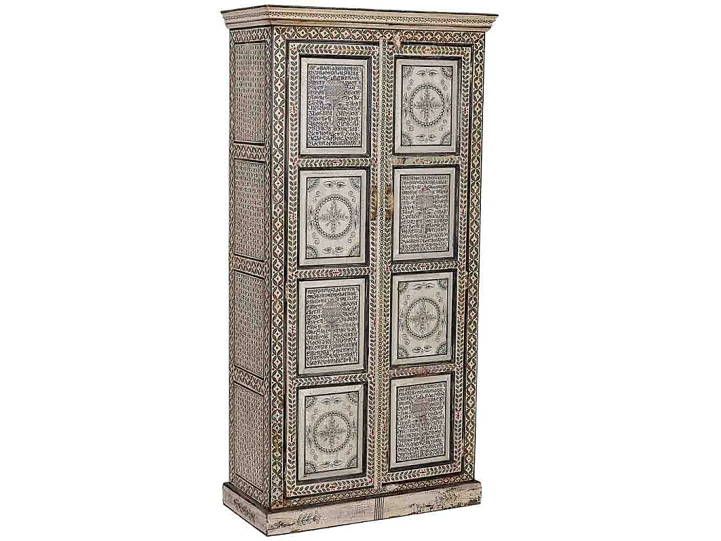 Armario de madera verde pintado a mano 92x34x183cm