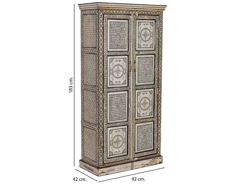 Armario de madera verde pintado a mano 92x34x183cm