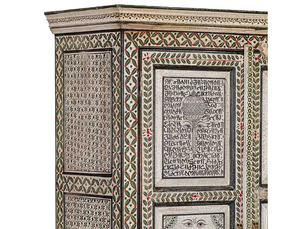 Armario de madera verde pintado a mano 92x34x183cm