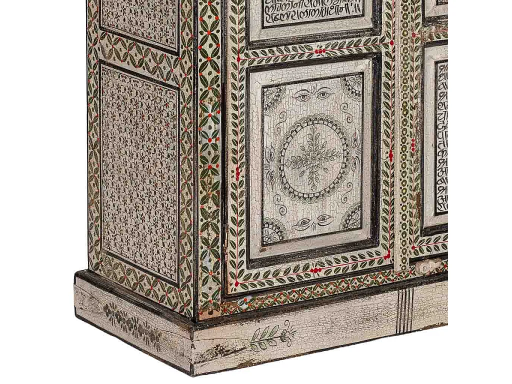 Armario de madera verde pintado a mano 92x34x183cm