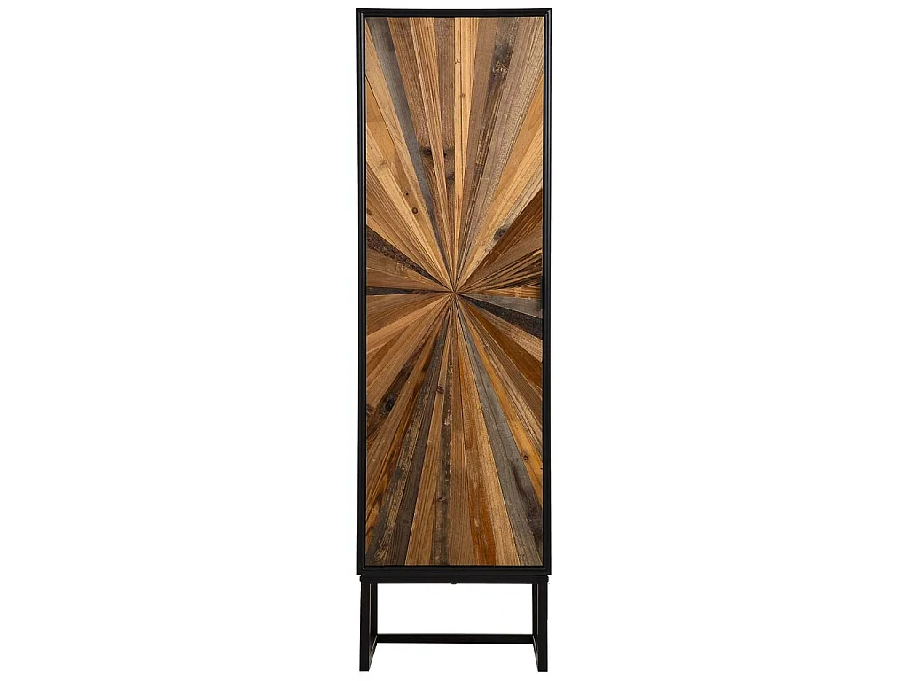 Armario de madera recuperada negro con 2 baldas 40.5x37x139.5h cm