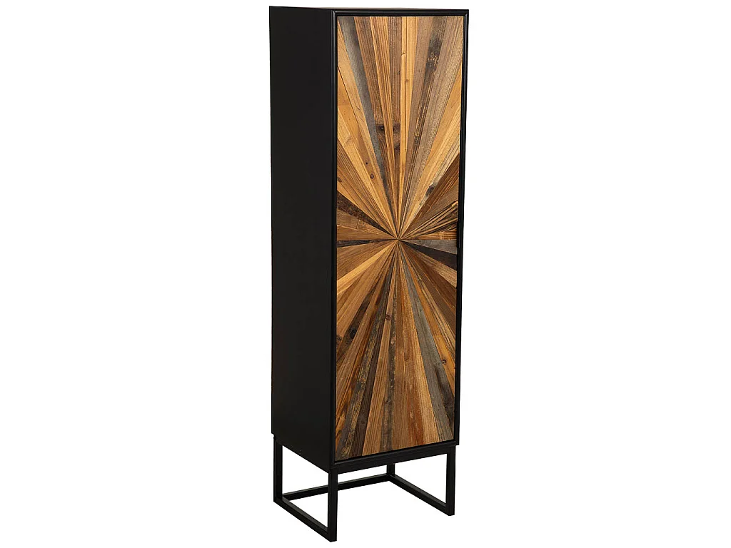 Armario de madera recuperada negro con 2 baldas 40.5x37x139.5h cm
