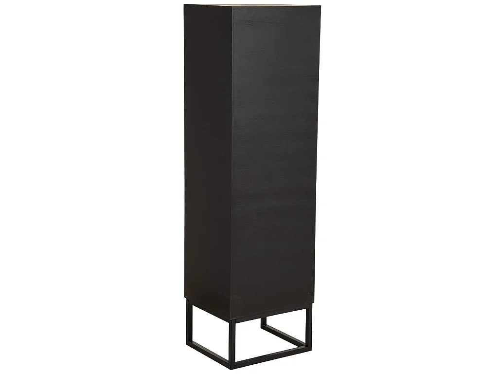 Armario de madera recuperada negro con 2 baldas 40.5x37x139.5h cm