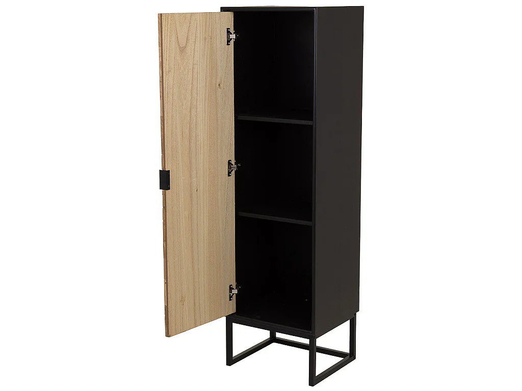 Armario de madera recuperada negro con 2 baldas 40.5x37x139.5h cm