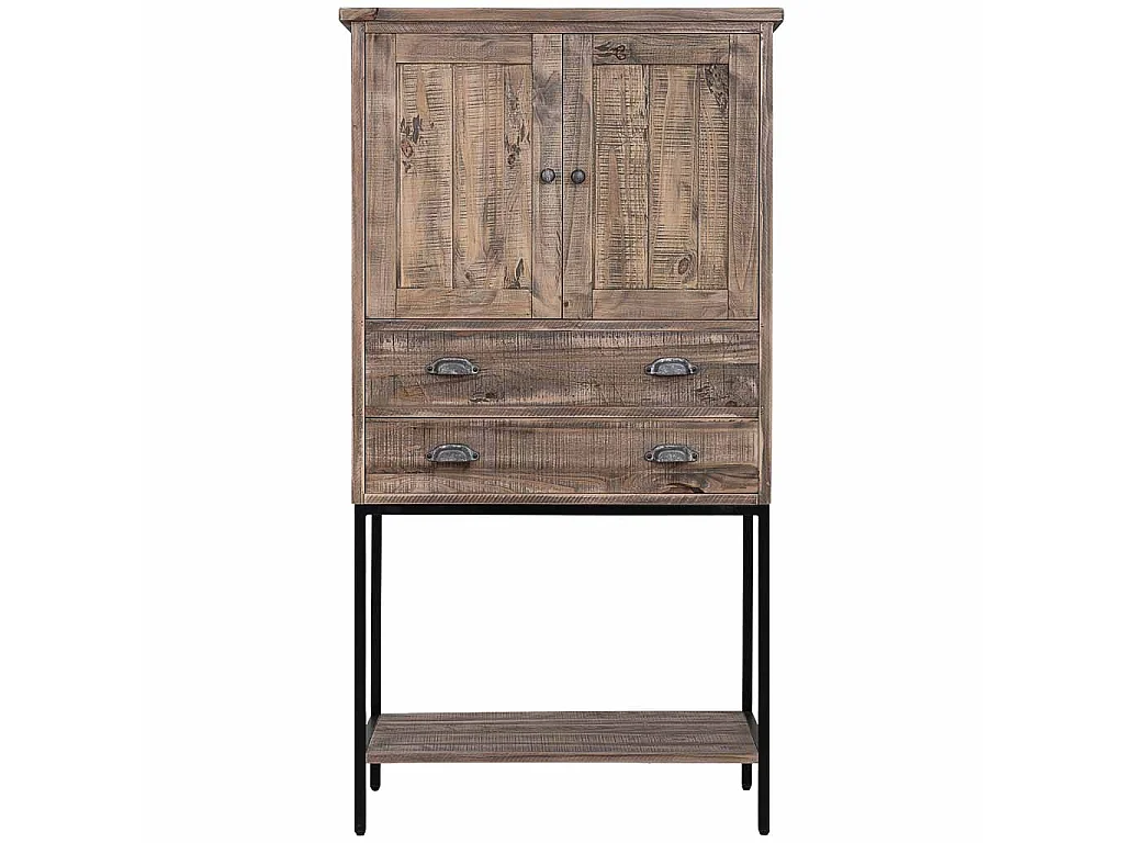 Roupeiro de madeira castanha 81x40x152h cm