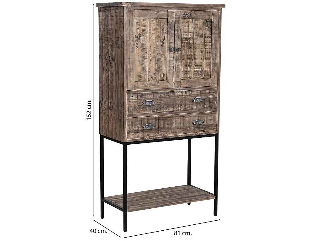 Roupeiro de madeira castanha 81x40x152h cm