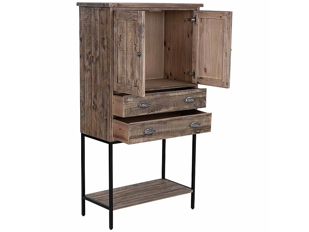 Roupeiro de madeira castanha 81x40x152h cm