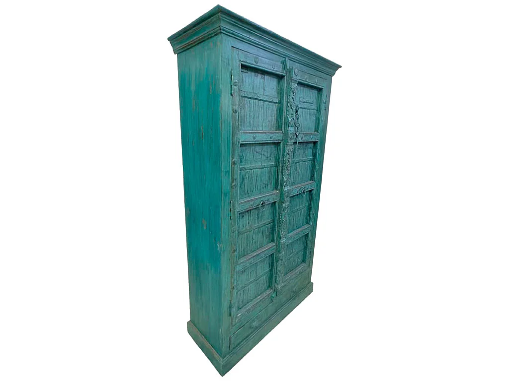 Armoire en bois bleu artisanal 113x43x193h cm