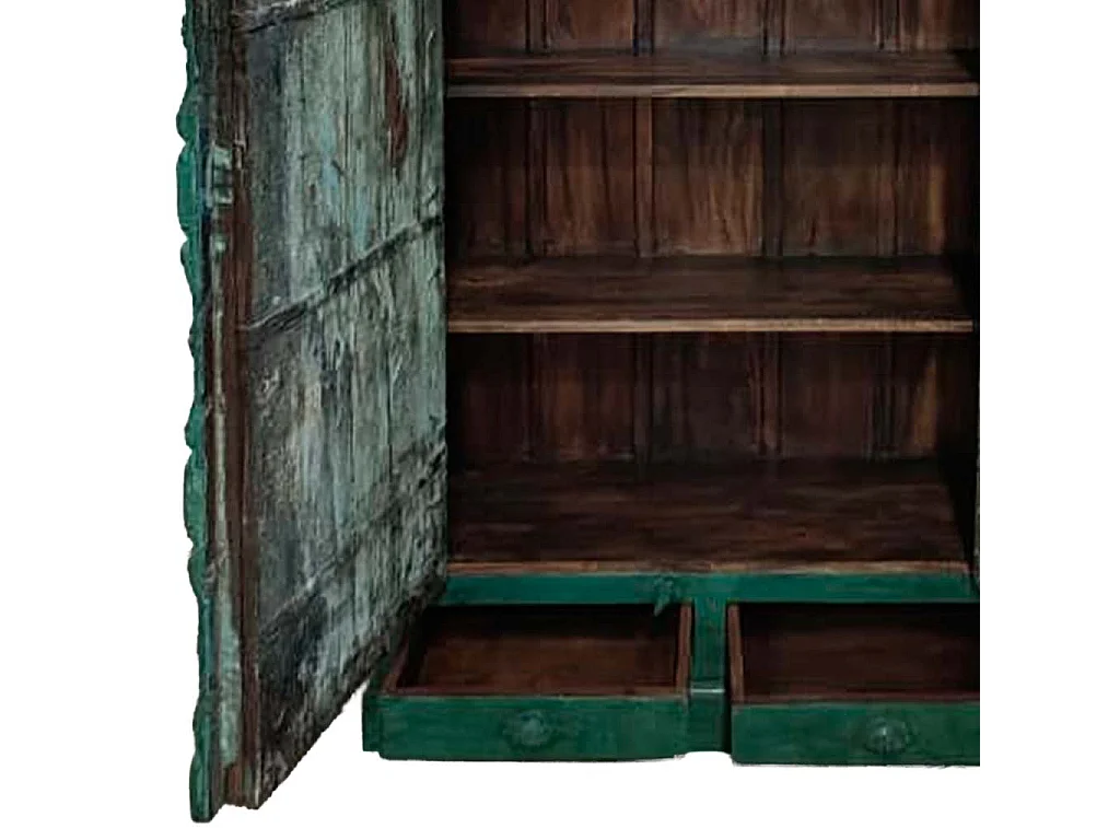 Armoire en bois bleu artisanal 113x43x193h cm