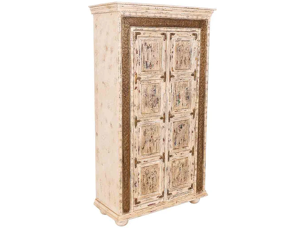 Armário de madeira artesanal branco 100x45x178 cm
