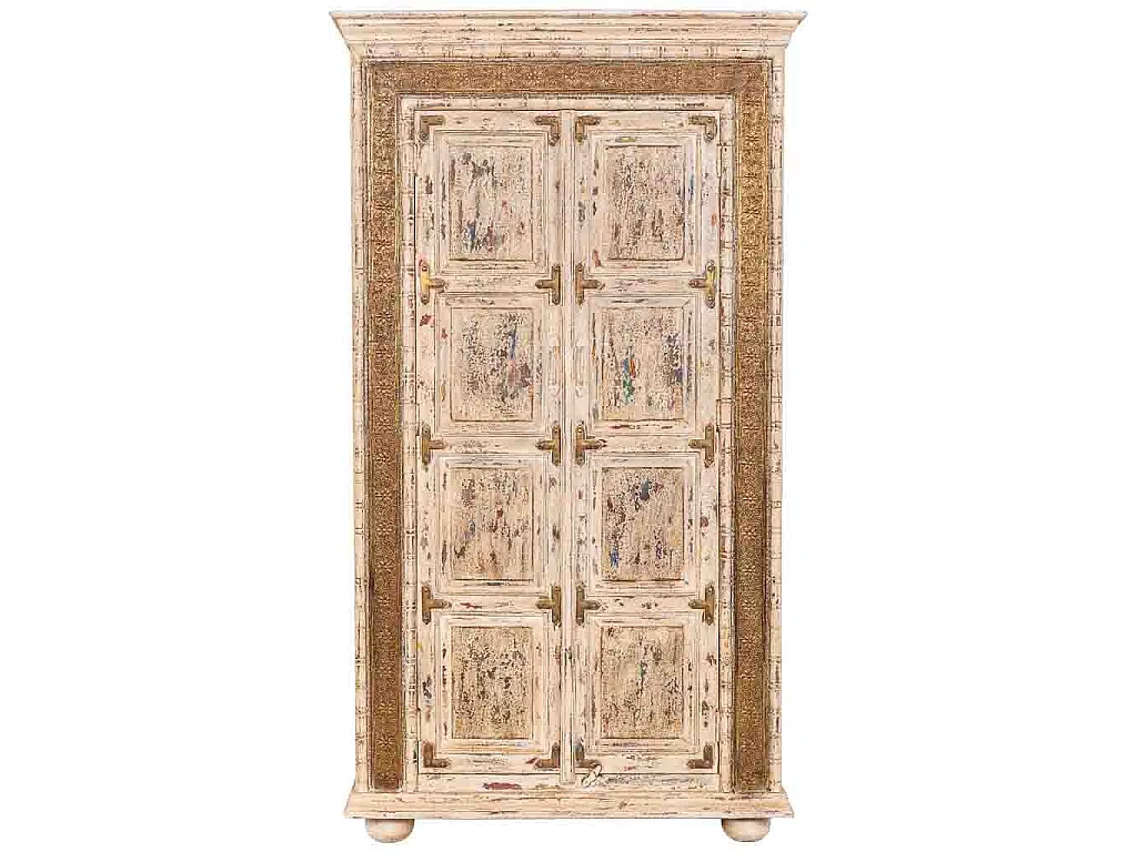 Armário de madeira artesanal branco 100x45x178 cm