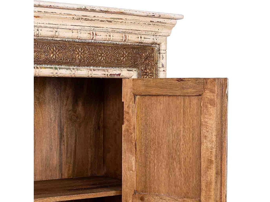 Armário de madeira artesanal branco 100x45x178 cm